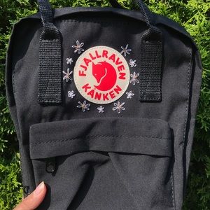 Black Embroidered Mini Fjallraven Kanken NWOT